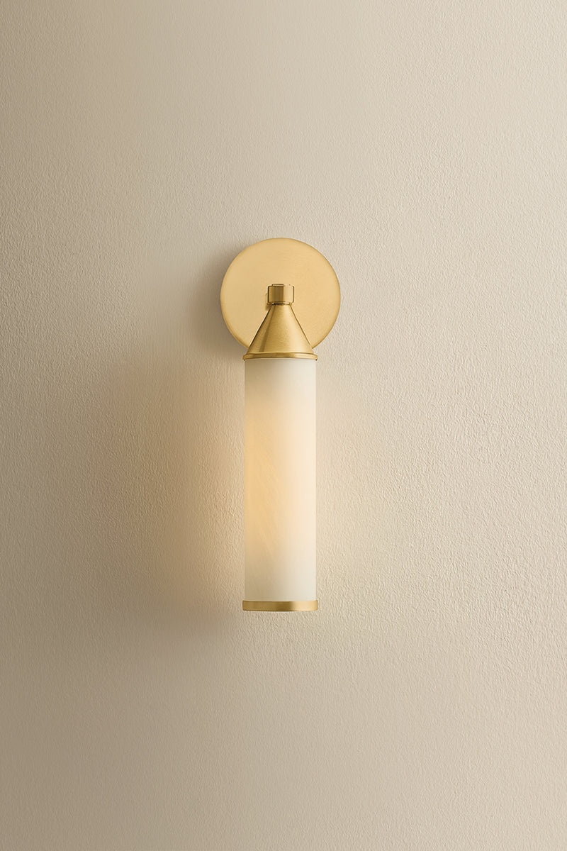 Mitzi by Hudson Valley Lighting Zinnia 1-Light Wall Sconce in Aged Brass, detail view 2