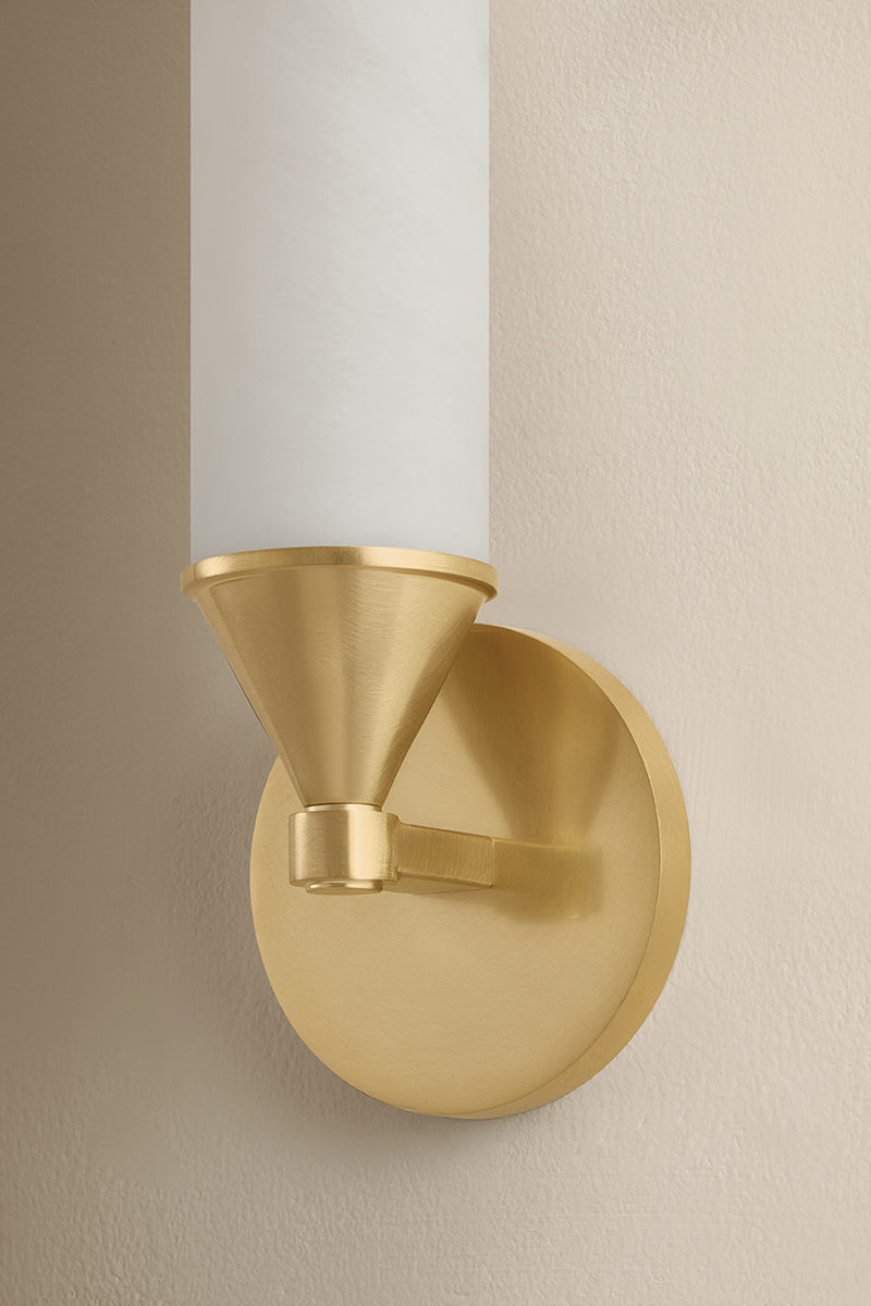 Mitzi by Hudson Valley Lighting Zinnia 1-Light Wall Sconce in Aged Brass, detail view 5