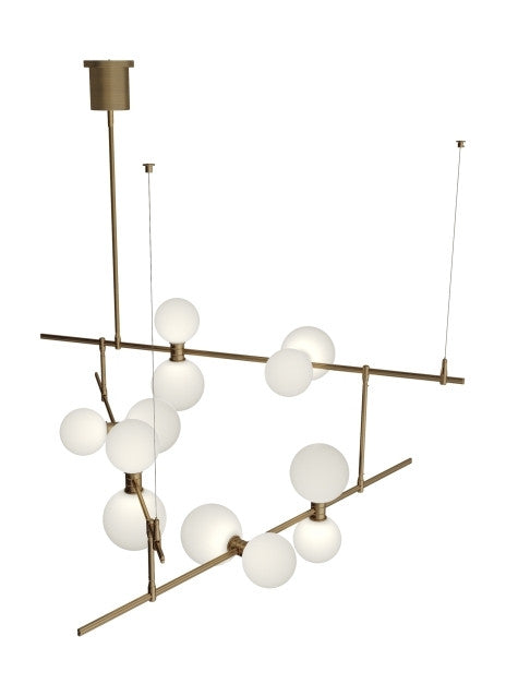 Visual Comfort Modern ModernRail Chandelier Brass, Aged Brass