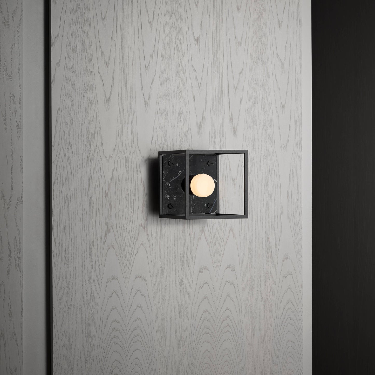 Caged Wall Sconce Small Black Marble