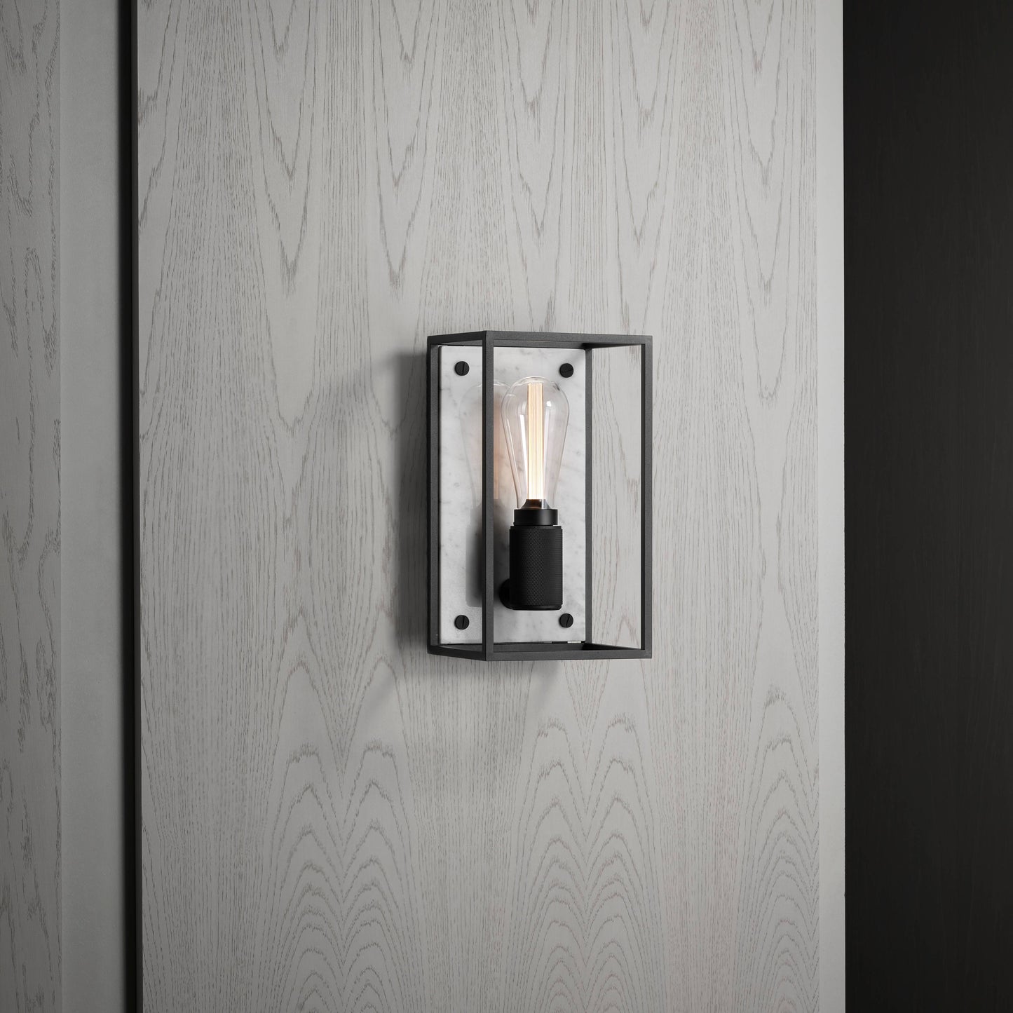 Caged Wall Sconce Medium White Marble