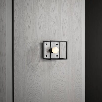Caged Wall Sconce Small White Marble
