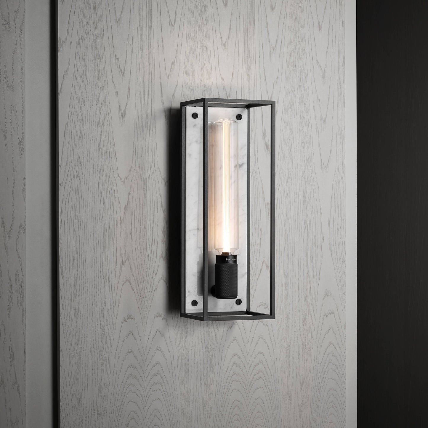 Caged Wall Sconce Large White Marble