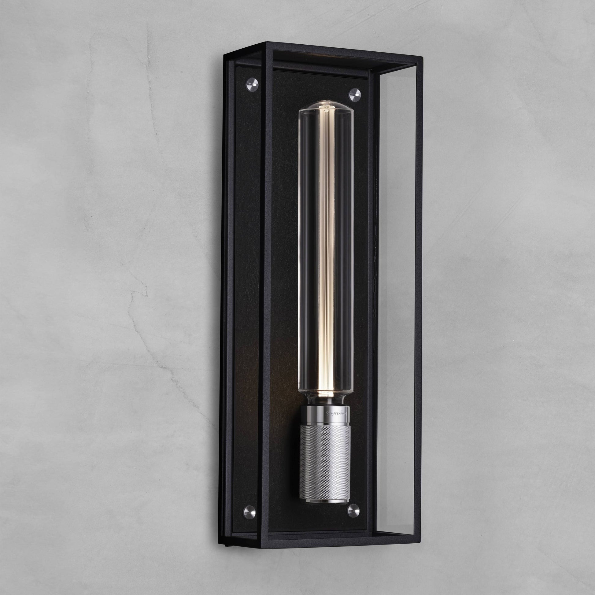 Caged Wet Wall Light Large Black Steel