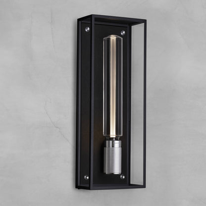 Caged Wet Wall Light Large Black Steel