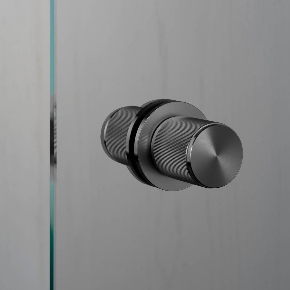 Door Knob - Fixed Double-Sided, Linear, Gun Metal