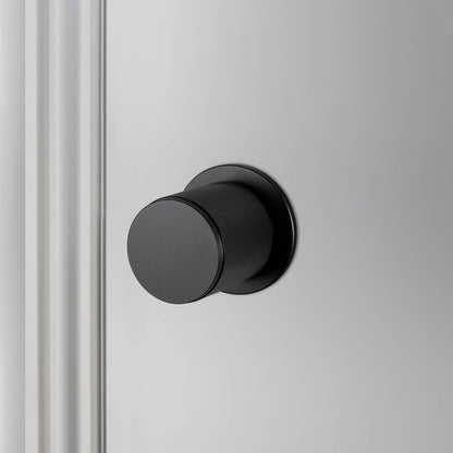 Door Knob - Fixed Single-Sided, Cross, Black