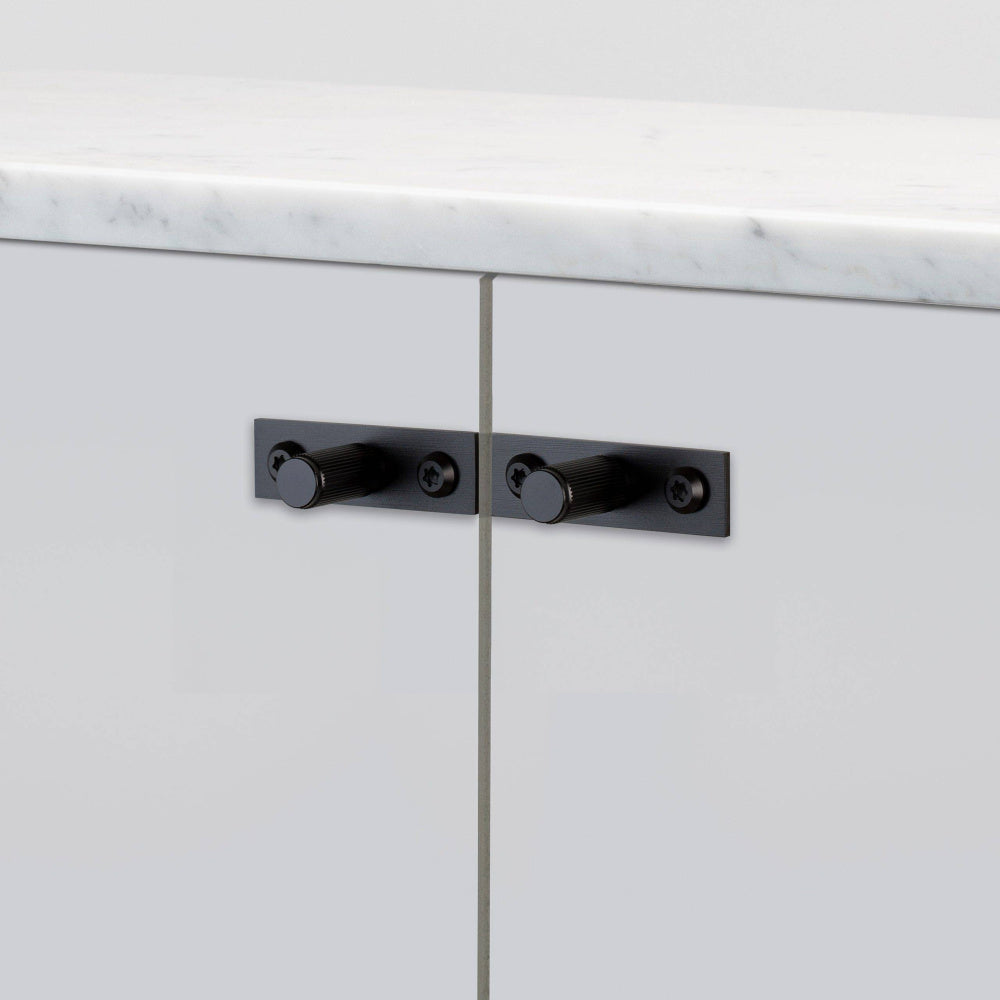 Furniture Knob - Linear Plate, Black