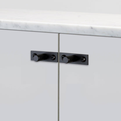 Furniture Knob - Linear Plate, Black