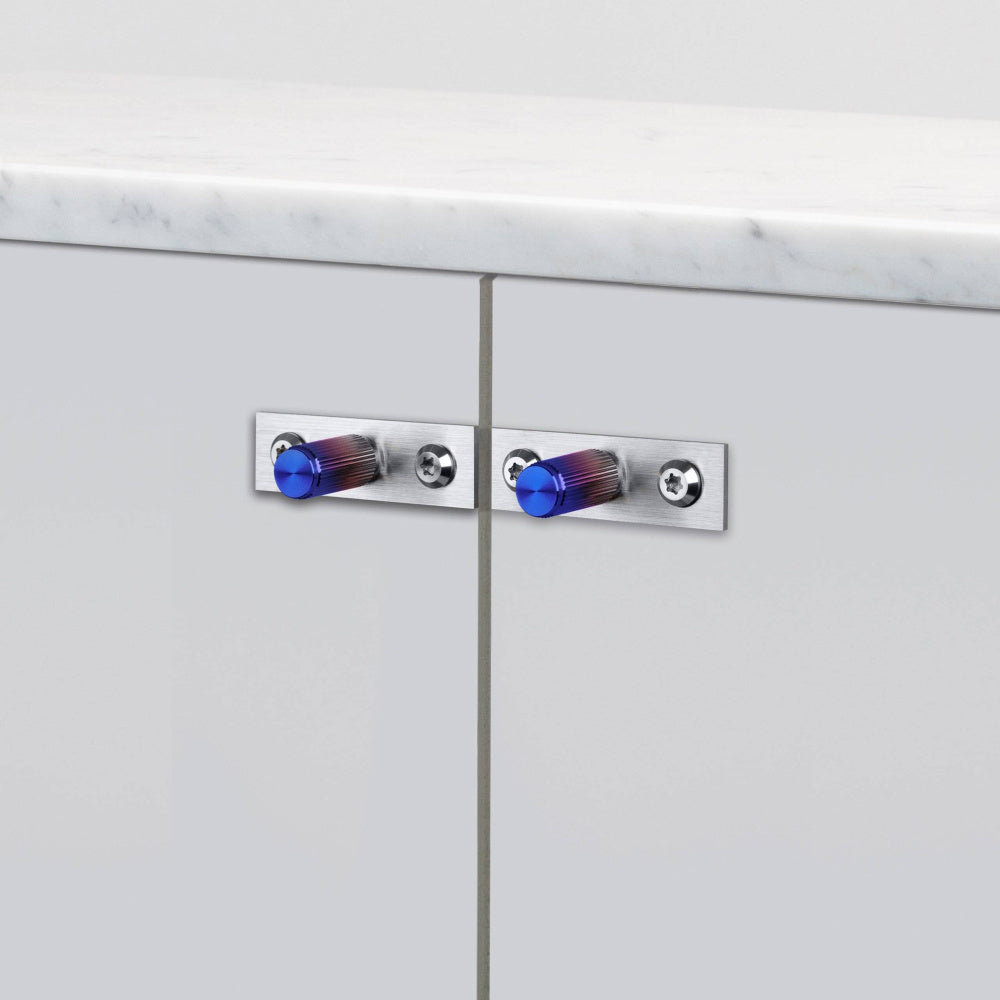 Furniture Knob - Linear Plate, Burnt Steel