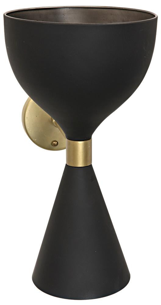 Noir Aegeon Wall Sconce Matte Black, Antique Brass
