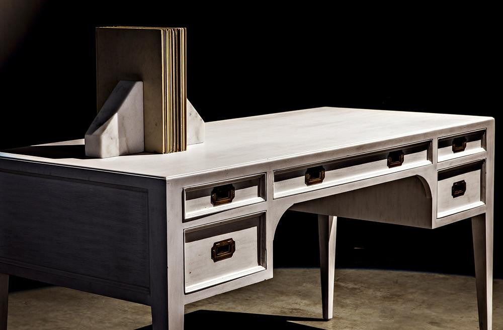 Noir Africa Desk, White Wash, 60"W (GDES174WH YUU6013EYF)