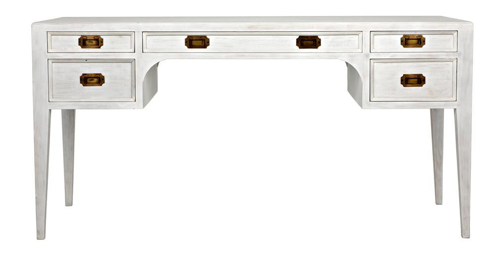 Noir Africa Desk, White Wash, 60"W (GDES174WH YUU6013EYF)