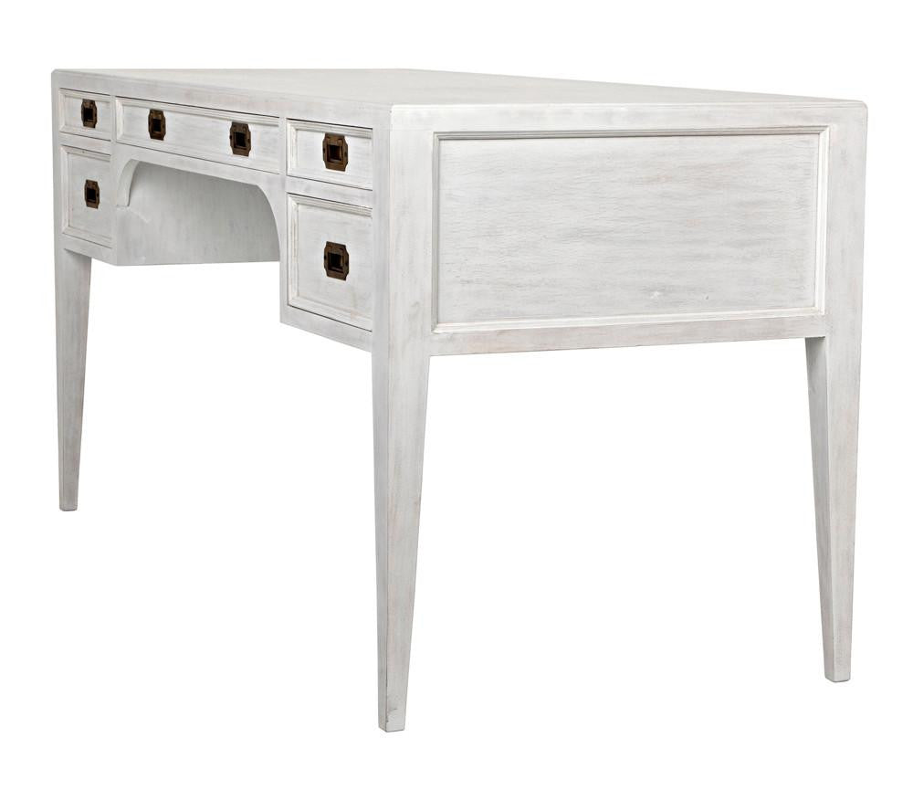 Noir Africa Desk, White Wash, 60"W (GDES174WH YUU6013EYF)