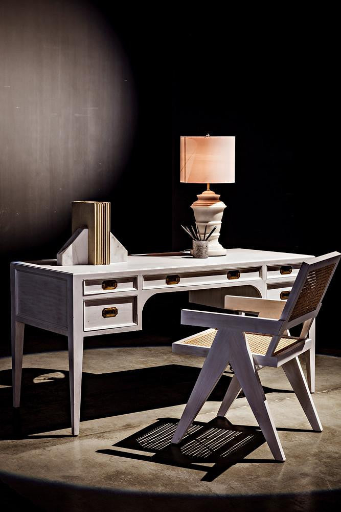 Noir Africa Desk, White Wash, 60"W (GDES174WH YUU6013EYF)