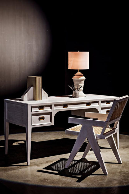 Noir Africa Desk, White Wash, 60"W (GDES174WH YUU6013EYF)