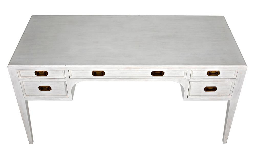 Noir Africa Desk, White Wash, 60"W (GDES174WH YUU6013EYF)