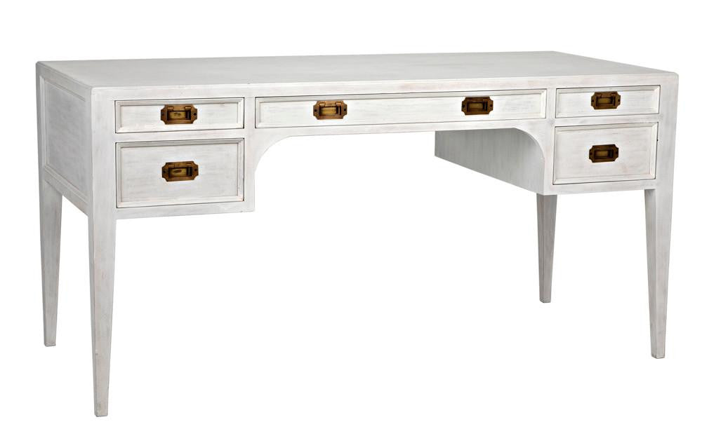 Noir Africa Desk, White Wash, 60"W (GDES174WH YUU6013EYF)