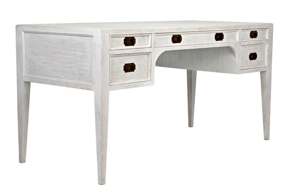 Noir Africa Desk, White Wash, 60"W (GDES174WH YUU6013EYF)