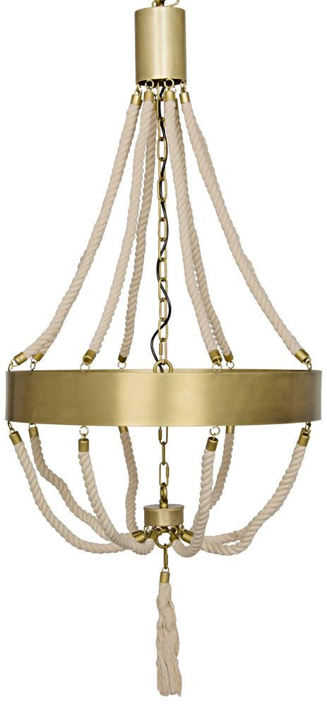 Noir Alec Chandelier Antique Brass