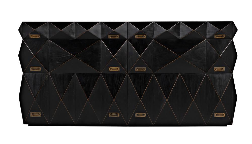 Noir Allegra Dresser, 6-Drawer, Hand-Rubbed Black, 65"W GDRE248HB, Noir GDRE248HB YUU6013LUA