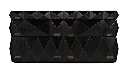 Noir Allegra Dresser, 6-Drawer, Hand-Rubbed Black, 65"W GDRE248HB, Noir GDRE248HB YUU6013LUA