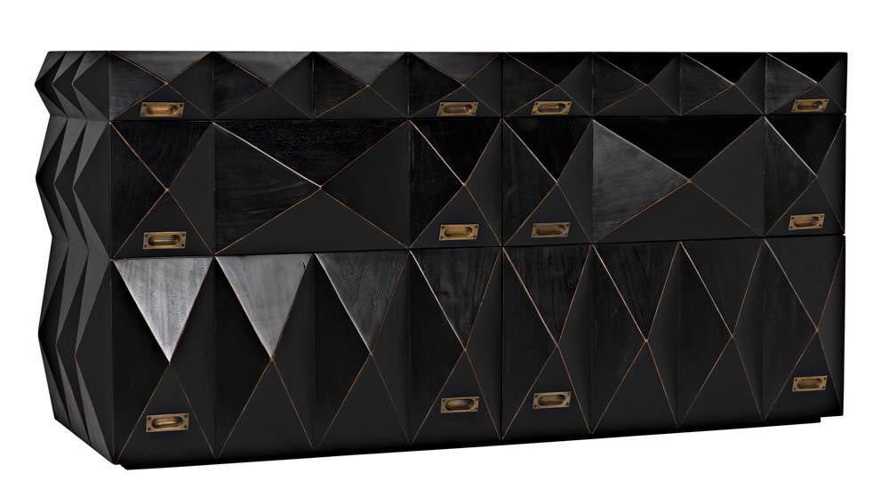 Noir Allegra Dresser, 6-Drawer, Hand-Rubbed Black, 65"W GDRE248HB, Noir GDRE248HB YUU6013LUA