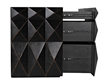 Noir Allegra Dresser, 6-Drawer, Hand-Rubbed Black, 65"W GDRE248HB, Noir GDRE248HB YUU6013LUA