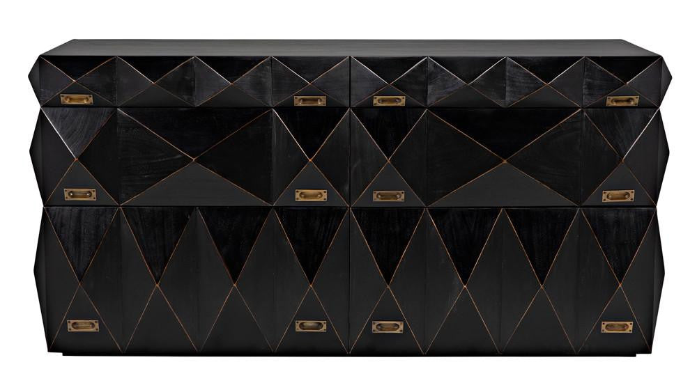 Noir Allegra Dresser, 6-Drawer, Hand-Rubbed Black, 65"W GDRE248HB, Noir GDRE248HB YUU6013LUA