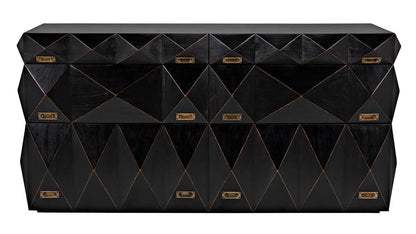 Noir Allegra Dresser, 6-Drawer, Hand-Rubbed Black, 65"W GDRE248HB, Noir GDRE248HB YUU6013LUA