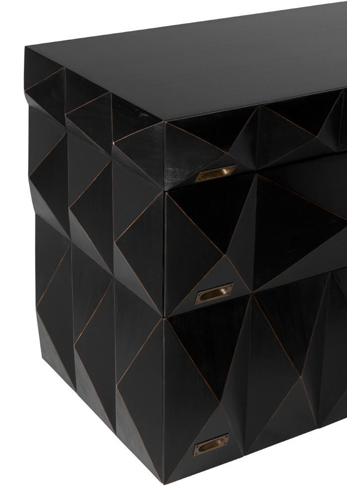 Noir Allegra Dresser, 6-Drawer, Hand-Rubbed Black, 65"W GDRE248HB, Noir GDRE248HB YUU6013LUA