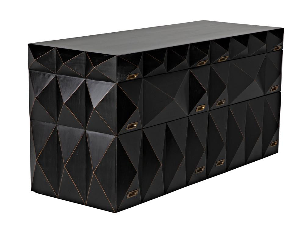 Noir Allegra Dresser, 6-Drawer, Hand-Rubbed Black, 65"W GDRE248HB, Noir GDRE248HB YUU6013LUA