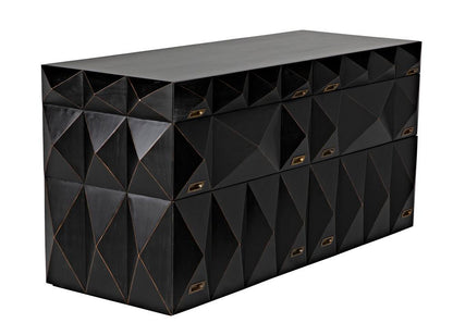Noir Allegra Dresser, 6-Drawer, Hand-Rubbed Black, 65"W GDRE248HB, Noir GDRE248HB YUU6013LUA
