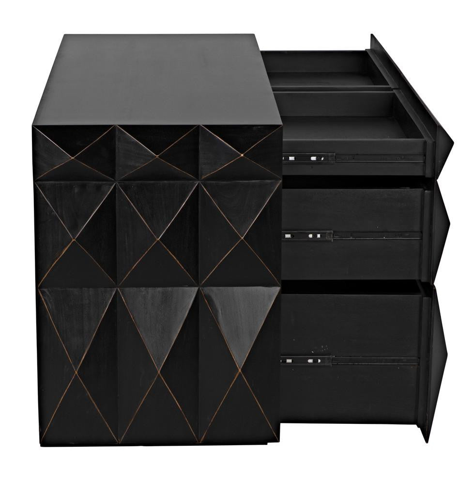 Noir Allegra Dresser, 6-Drawer, Hand-Rubbed Black, 65"W GDRE248HB, Noir GDRE248HB YUU6013LUA