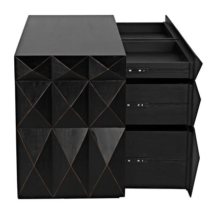 Noir Allegra Dresser, 6-Drawer, Hand-Rubbed Black, 65"W GDRE248HB, Noir GDRE248HB YUU6013LUA