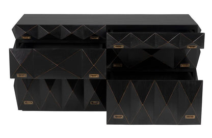Noir Allegra Dresser, 6-Drawer, Hand-Rubbed Black, 65"W GDRE248HB, Noir GDRE248HB YUU6013LUA