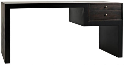 Noir Alvaro Desk Ebony Walnut, Matte Black