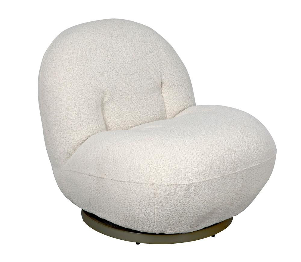 Noir Artemis Lounge Chair Antique Brass, Off-White