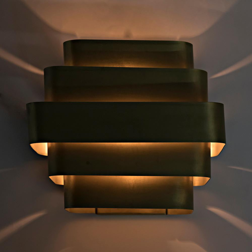 Noir Baas Wall Sconce, 1-Light, Antique Brass, 11.5"W (LAMP664MB YUU6013FYT)