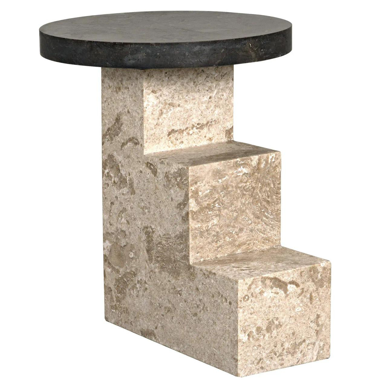 Noir Barnes Side Table, Black Marble, White Marble, 20"H (AM-313 YUU6013MRZ) Black, White