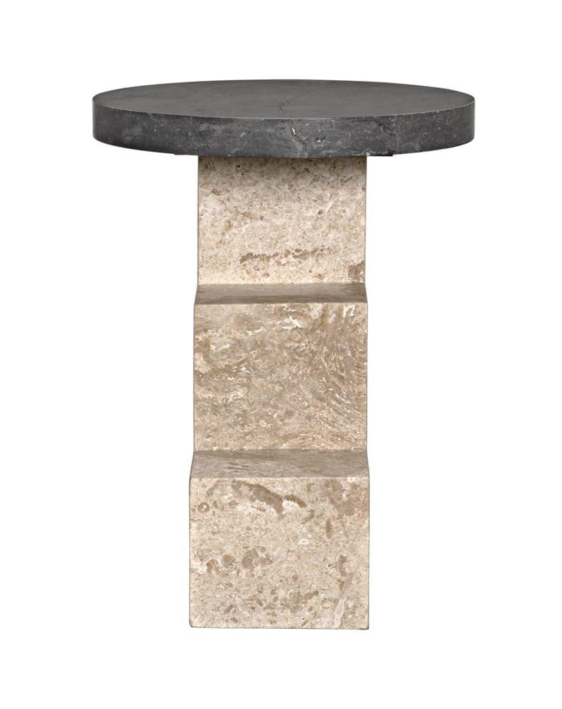 Noir Barnes Side Table, Black Marble, White Marble, 20"H (AM-313 YUU6013MRZ)
