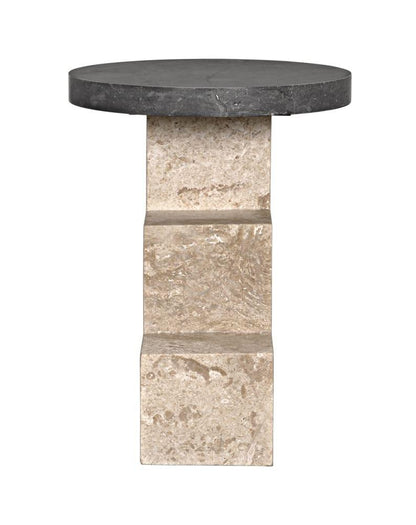 Noir Barnes Side Table, Black Marble, White Marble, 20"H (AM-313 YUU6013MRZ)