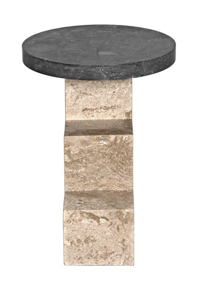Noir Barnes Side Table, Black Marble, White Marble, 20"H (AM-313 YUU6013MRZ)
