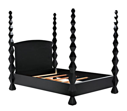 Noir Brancusi Bed, Queen Hand Rubbed Black