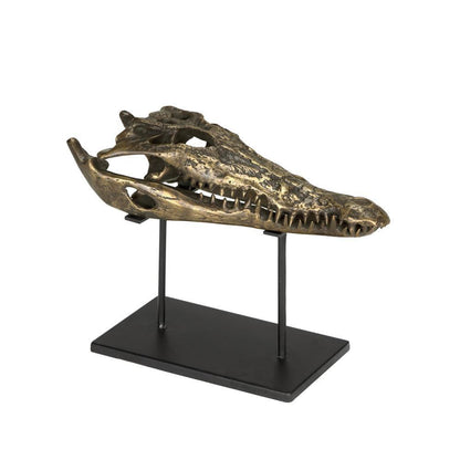 Brass Alligator On Stand Sculpture, Large