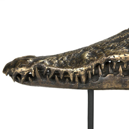 Noir Brass Alligator On Stand Sculpture, Small AB-83S