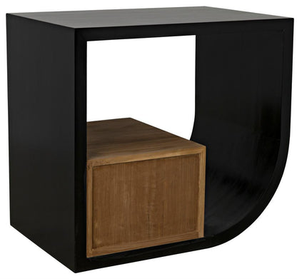 Noir Burton Side Table, Left-Format, 2-Drawer, Hand-Rubbed Black, 28"H (GTAB848HB-L YUU6013MT7)