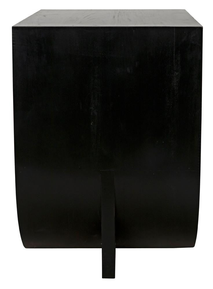 Noir Burton Side Table, Left-Format, 2-Drawer, Hand-Rubbed Black, 28"H (GTAB848HB-L YUU6013MT7)