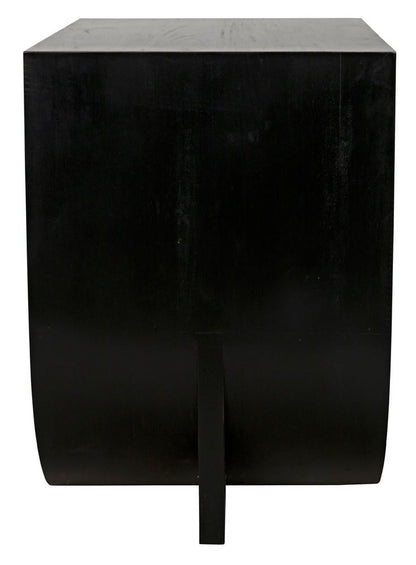 Noir Burton Side Table, Left-Format, 2-Drawer, Hand-Rubbed Black, 28"H (GTAB848HB-L YUU6013MT7)