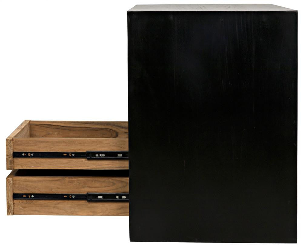 Noir Burton Side Table, Left-Format, 2-Drawer, Hand-Rubbed Black, 28"H (GTAB848HB-L YUU6013MT7)